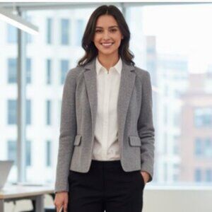 Banana Republic Gray Knit Cotton Blend Blazer Size Small
